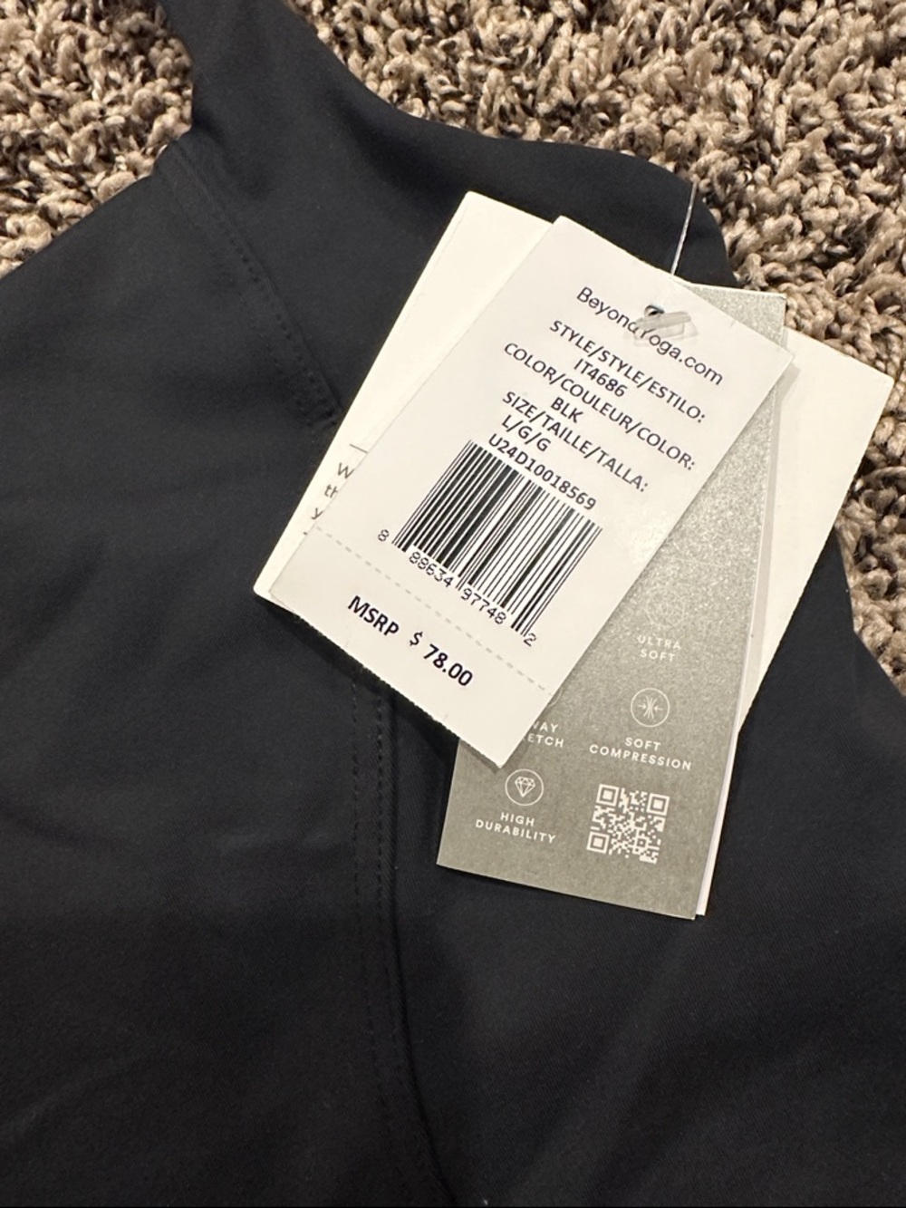 Beyond Yoga Black Longline Racerback Sports Bra - Picture 2 of 2